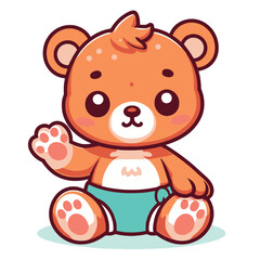 Fototapeta premium cute teddy bear doll Sitting Cartoon Vector Icon Illustration Animal Nature Icon Isolated Flat Vector