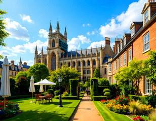 Fototapeta premium York Minster, a stunning Gothic cathedral in York, England, stands as one of Northern Europe's largest, captured beautifully from the historic city walls.