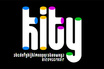 Kity. Modern style colorful font, alphabet letters and numbers vector illustration © piai