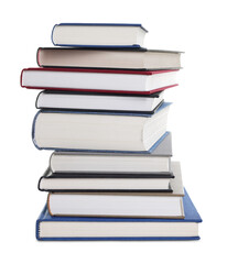 Stack of hardcover books isolated on white