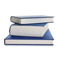 Stack of hardcover books isolated on white