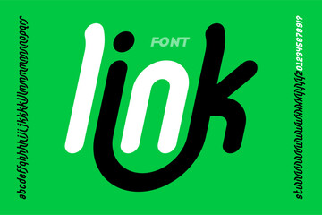 Link. Single line style font, alphabet letters and numbers vector illustration