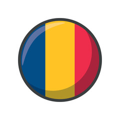 Fototapeta premium Vector Illustration of the National Flag of Romania in a Circular Icon Format Featuring Vertical Stripes of Blue, Yellow, and Red Representing Liberty, Justice, and Fraternity