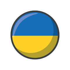 Vector Illustration of the National Flag of Ukraine in a Circular Icon Design Featuring Blue and Yellow Horizontal Stripes Representing National Identity and Patriotism