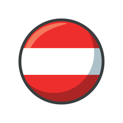 Obraz premium Vector Illustration of the National Flag of Austria in a Circular Icon Format Featuring Horizontal Red and White Stripes Representing the Country’s Heritage and Identity