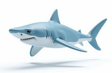 Fototapeta premium 3D plastic great white shark illustration isolated on white background