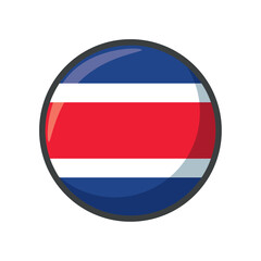 Vector Illustration of the National Flag of Costa Rica in a Circular Icon Format Featuring Horizontal Stripes of Blue, White, and Red Representing the Central American Nation's Identity