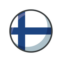 Fototapeta premium Vector Illustration of the Finland National Flag in a Circular Icon Format Featuring a Blue Nordic Cross on a White Background Representing the Scandinavian Country of Finland