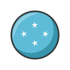 Vector Illustration of the National Flag of the Federated States of Micronesia in a Circular Icon Design Featuring Four White Stars on a Light Blue Background Representing the Pacific Island Nation