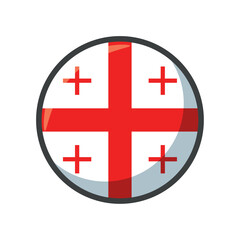 Obraz premium Vector Illustration of the National Flag of Georgia in a Circular Icon Format Featuring a Large Red Cross and Four Smaller Crosses on a White Background Representing the European Country of Georgia
