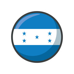 Vector Illustration of the National Flag of Honduras in a Circular Icon Format Featuring Horizontal Blue and White Stripes with Five Blue Stars in the Center
