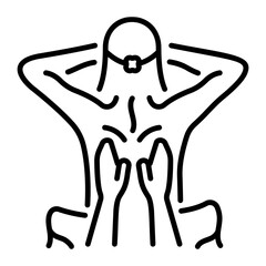 A character doing back massage, linear icon 