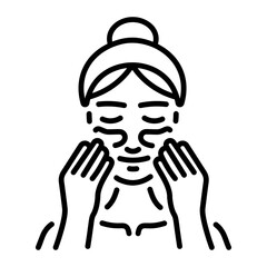 A girl putting eye patches, linear style icon 