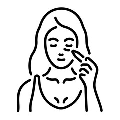 A woman applying concealer, line style icon 