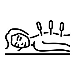 A linear style icon showing acupuncture treatment 