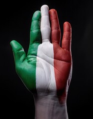 Hand painted with italian flag colors on black background