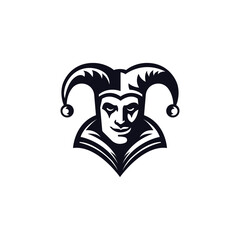 Logo design of a person wearing a fool hat, symbolizing fun, humor, and entertainment, often with bright colors and a playful, whimsical style.

