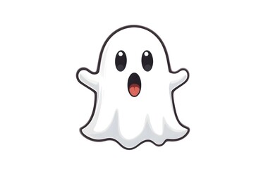 Fototapeta premium Vector ghost emoji on white background, halloween ghost cartoon, white ghost emoticon illustration