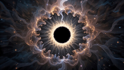 Singularity bloom - Black hole transforming into flowering light vortex