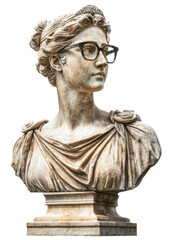 Obraz premium Sculpture featuring modern glasses on a classical marble bust in a contemporary style Generative AI