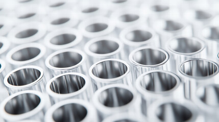 Science and precision: A close-up shot captures a multitude of metallic cylinders arranged in a grid, each a testament to the meticulous world of scientific instruments.