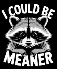 I Could Be Meaner Funny Sarcastic Raccoon © Puddin98