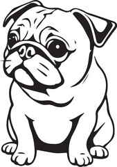 Pug dog. Hand drawn vector illustration
