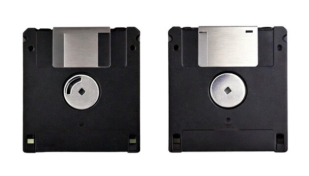 old floppy disks on transparent background