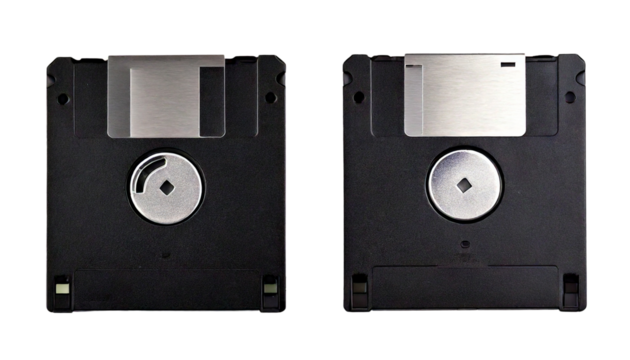old floppy disks on transparent background