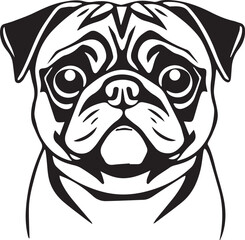 Pug dog. Hand drawn vector illustration