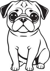 Pug dog. Hand drawn vector illustration