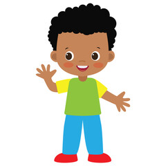 Cute little boy vector cartoon illustration