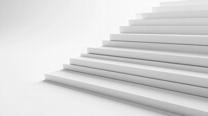 Obraz premium Ascending Steps: A stark, minimalist depiction of a flight of pristine, white steps leading upwards, evoking themes of progress, ambition, and architectural elegance. 