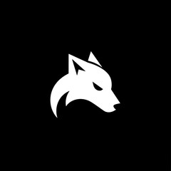 Minimalist white wolf icon design featuring negative space elements for modern branding projects