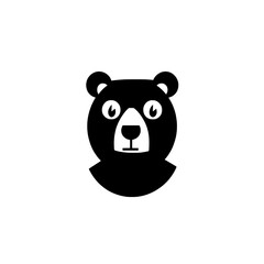 Obraz premium Minimalist black and white bear icon logo showcasing modern design principles and negative space elements