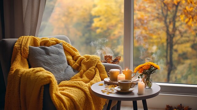 Autumn vibes cozy reading corner images