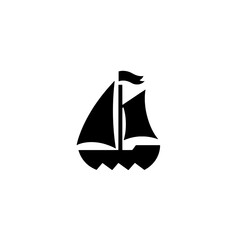 Minimalist sailboat logo design in black and white showcasing modernist aesthetics and negative space techniques for branding
