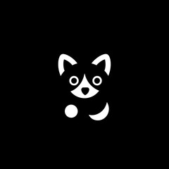 Obraz premium Iconic minimalist vector logo featuring a playful dog design in black and white using negative space