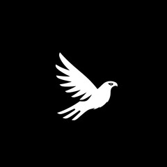 Obraz premium Minimalist bird icon in black and white showcasing modern design and negative space artistry