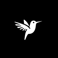 Obraz premium Minimalist hummingbird logo design featuring negative space elements for modern branding projects