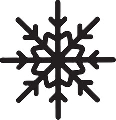 Fototapeta premium Classic Snowflake Logo Design – Black Silhouette Vector on Minimal White Background
