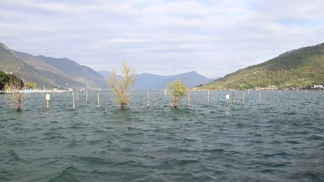View of the port of Paratico, a small town on Lake Iseo in northern Italy