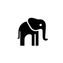 Obraz premium Minimalist black and white elephant logo design featuring negative space and modernist elements for branding and graphics