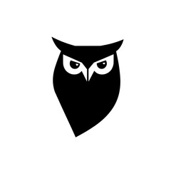 Fototapeta premium Minimalist black and white owl logo design featuring negative space and modern styling for versatile branding applications