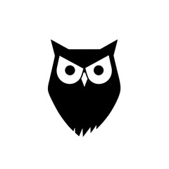 Fototapeta premium Minimalist owl logo design in black and white with distinctive negative space elements for modern branding