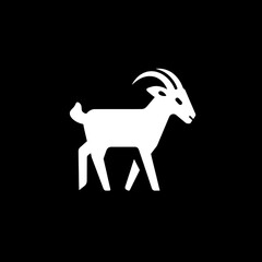 Fototapeta premium Minimalist goat logo design in white and black utilizing negative space for a modern aesthetic