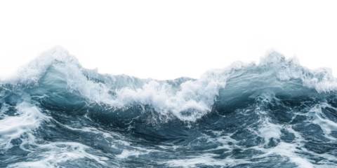 Water surface waves isolated on a transparent background for design and editing purposes Generative AI