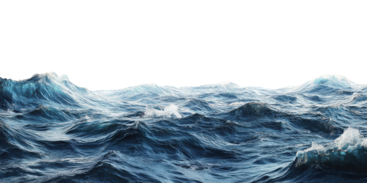 Realistic water surface waves isolated on transparent background for creative use Generative AI