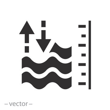 measurement volume, level water or liquid icon, flat vector illustration