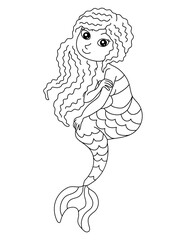Mermaid Coloring Page for Kids – Cute Line Art Printable for Fun and Learning
